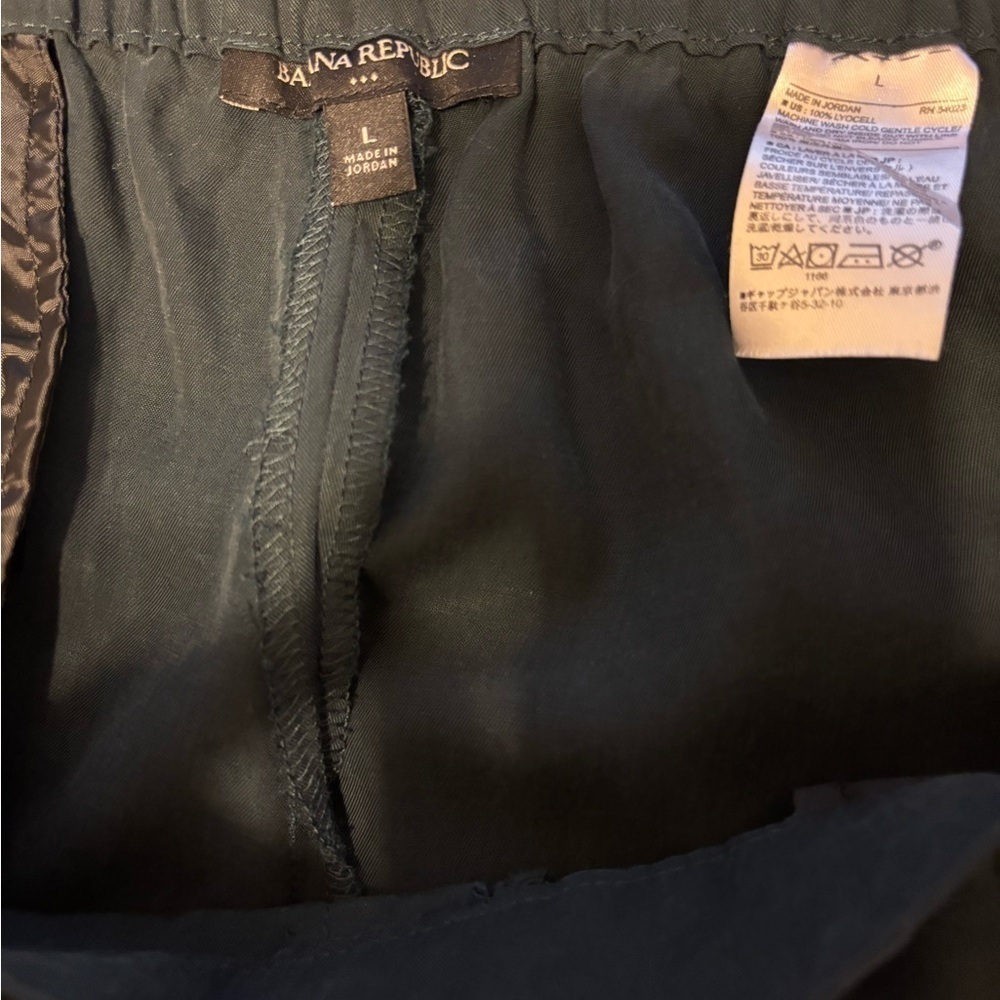 Banana Republic Blue Women's Pleated Trousers Elastic Waist Suede Like Size L - Picture 3 of 4